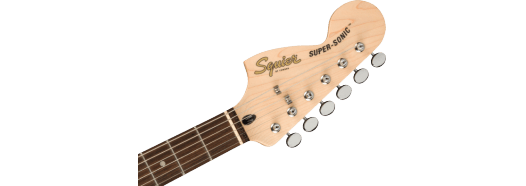 Squier Paranormal Super-Sonic™, Laurel Fingerboard, Pearloid Pickguard, Blue Sparkle - Image 4