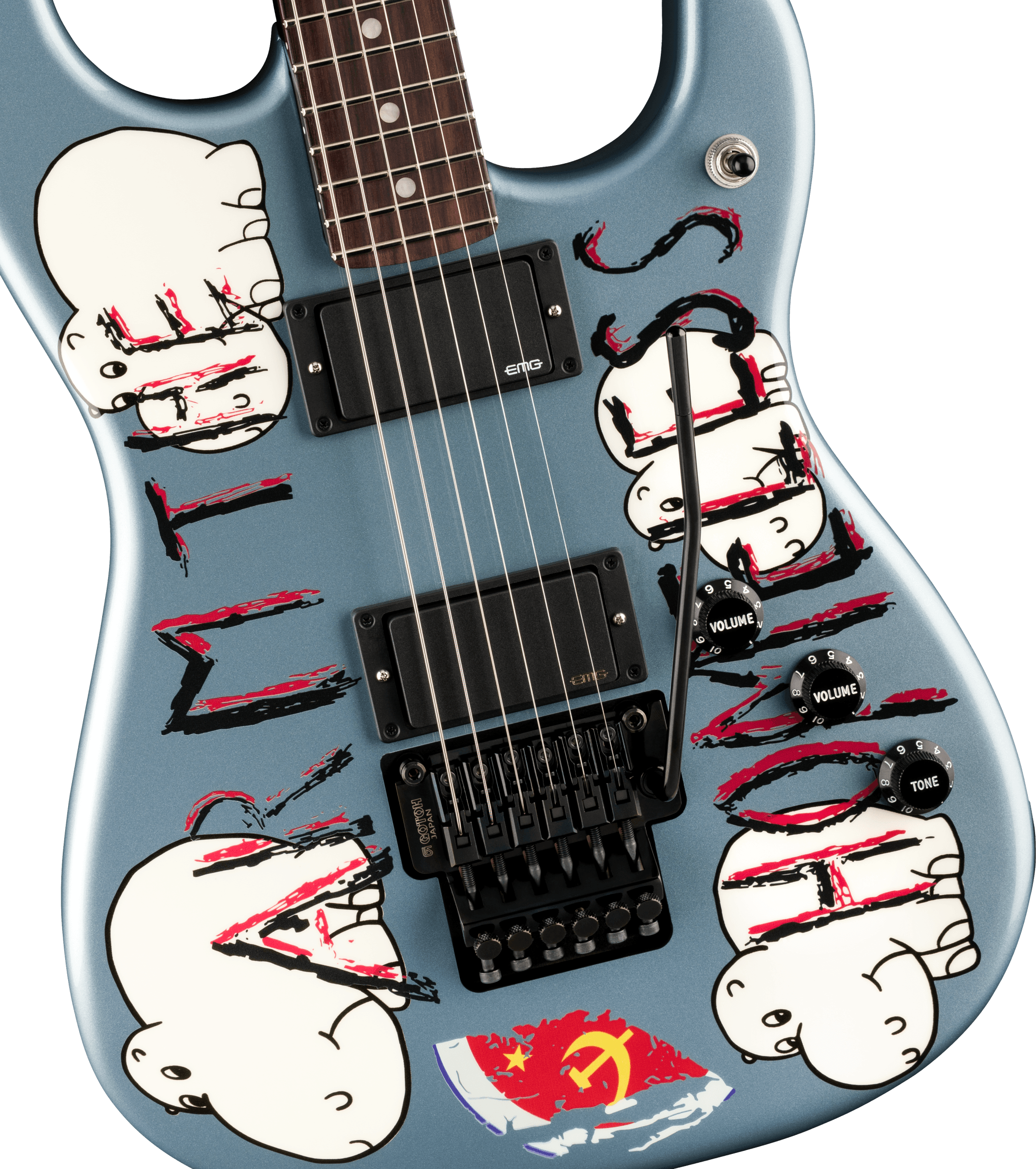 Fender Tom Morello's "Arm The Homeless" Guitar - Metallic Blue/White Hippos - Image 3